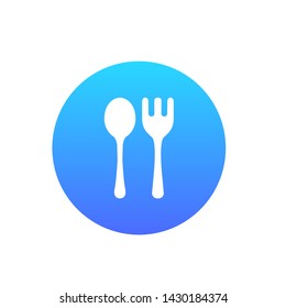 Fork and spoon icon,restaurant icon,food icon on circle blue gradient