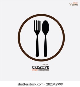 fork and spoon icon.spoon and fork.vector illustration.