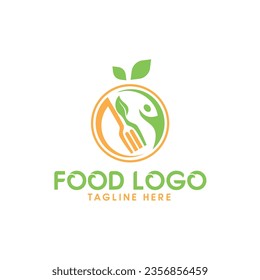 Fork and Spoon inside circles. Catering concept. Flat line vector illustration.