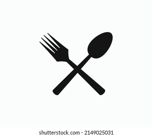 Fork and Spoon Isolated Vector Sign symbol. Silhouette Spoon and Fork Icon Template.