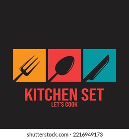 fork and spoon kithcen set icon vector illustration template design