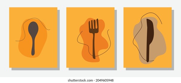 fork, spoon and knife abstract vector design food background