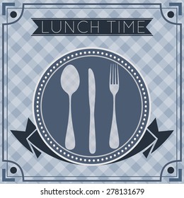 fork, spoon, knife background, vintage menu card. vector illustration