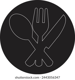 fork, spoon and knife black icon vector