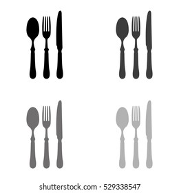 Fork Spoon Knife  - Black Vector Icon