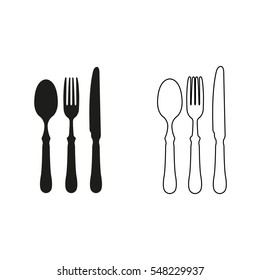 fork spoon knife  - black vector icon