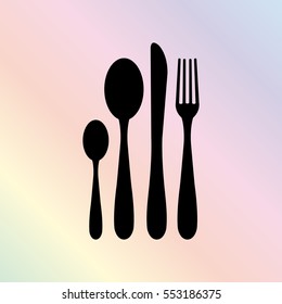 fork spoon knife  - black vector icon
