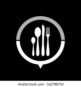 fork spoon knife   - black vector icon
