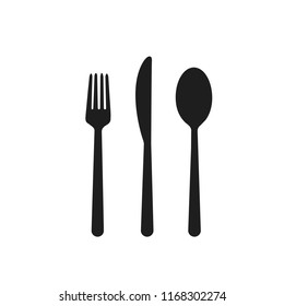 Fork spoon knife cafe eating cutlery restaurant eating dinette black on white background