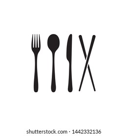 fork spoon knife chopsticks icon vector symbol design restaurant