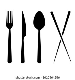 Fork spoon knife chopsticks icon vector, illustration symbol, design restaurant.