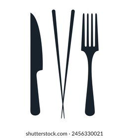Fork, spoon, knife, and chopsticks icon. Restaurant symbol Vector illustration