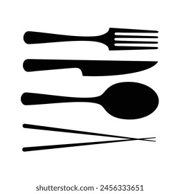 Fork, spoon, knife, and chopsticks icon Vector illustration