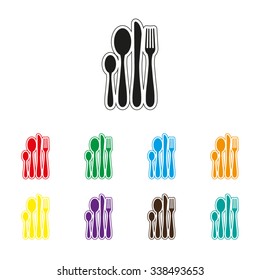 fork spoon knife - color vector icon