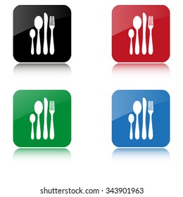 fork spoon knife  - color vector icon  with shadow