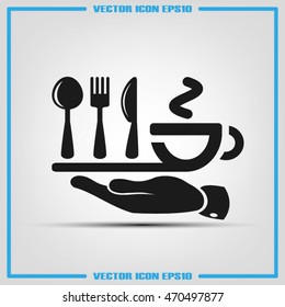 fork spoon knife cup icon vector
