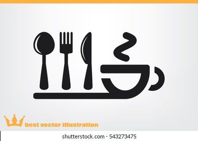 fork spoon knife cup icon vector illustration.