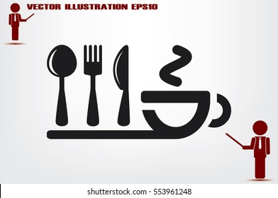 fork spoon knife cup icon vector illustration 