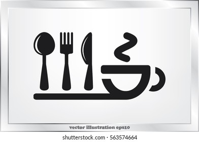 fork spoon knife cup icon vector illustration