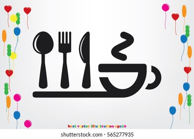 fork spoon knife cup icon vector illustration.