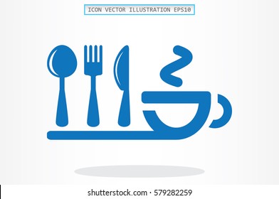 fork spoon knife cup icon vector illustration.