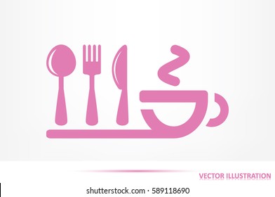 fork spoon knife cup icon vector illustration.