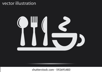 fork spoon knife cup icon vector illustration 