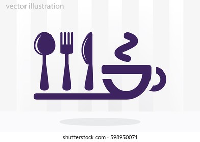 fork spoon knife cup icon vector illustration.