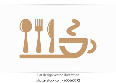 fork spoon knife cup icon vector illustration.
