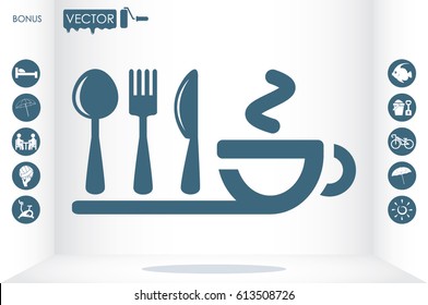 fork spoon knife cup icon vector illustration.