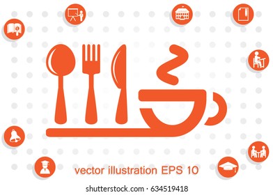 fork spoon knife cup icon vector illustration.