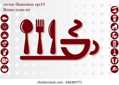 fork spoon knife cup icon vector illustration.
