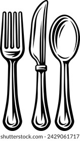 A fork, spoon and knife cutlery dinner utensil place setting silverware icon