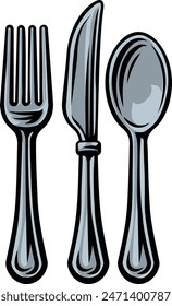 A fork, spoon and knife cutlery dinner utensil place setting silverware icon