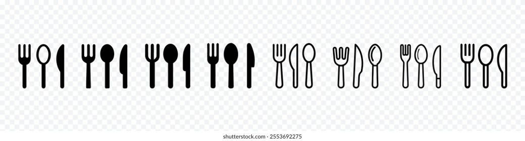 fork spoon knife, Cutlery icon. Spoon, forks, knife. restaurant business icon set, knife, fork and spoon on transparent background