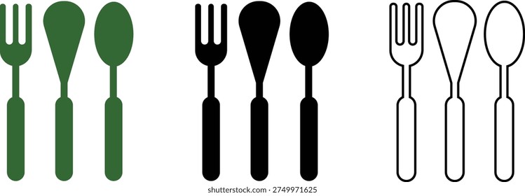 Fork Spoon Knife Cutlery Icon Set