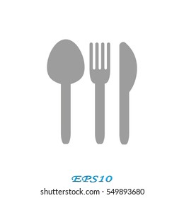 fork, spoon, knife, cutlery, icon, vector illustration eps10