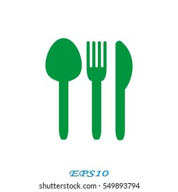 fork, spoon, knife, cutlery, icon, vector illustration eps10