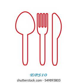 fork, spoon, knife, cutlery, icon, vector illustration eps10