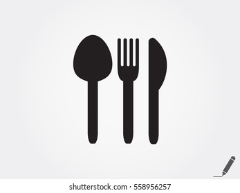 fork, spoon, knife, cutlery, icon, vector illustration eps10