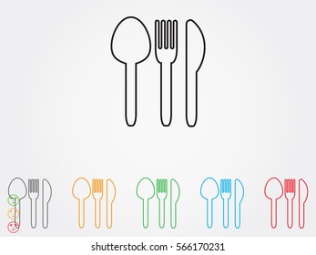 fork, spoon, knife, cutlery, icon, vector illustration eps10