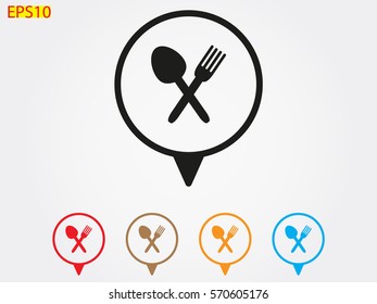 fork, spoon, knife, cutlery, icon, vector illustration eps10