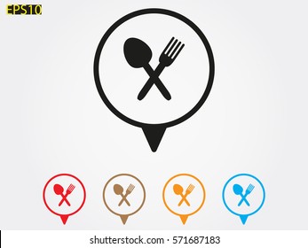 fork, spoon, knife, cutlery, icon, vector illustration eps10