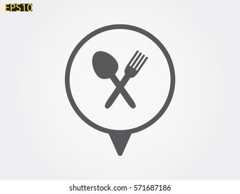 fork, spoon, knife, cutlery, icon, vector illustration eps10