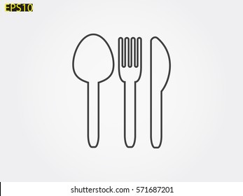 fork, spoon, knife, cutlery, icon, vector illustration eps10