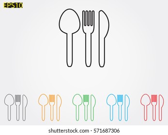 fork, spoon, knife, cutlery, icon, vector illustration eps10