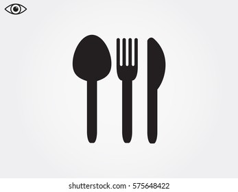 fork, spoon, knife, cutlery, icon, vector illustration eps10