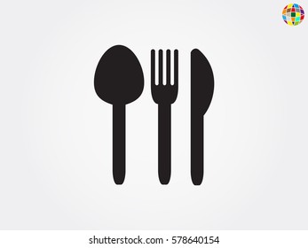 fork, spoon, knife, cutlery, icon, vector illustration eps10
