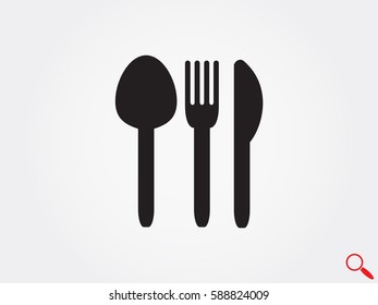 fork, spoon, knife, cutlery, icon, vector illustration eps10