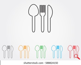 fork, spoon, knife, cutlery, icon, vector illustration eps10